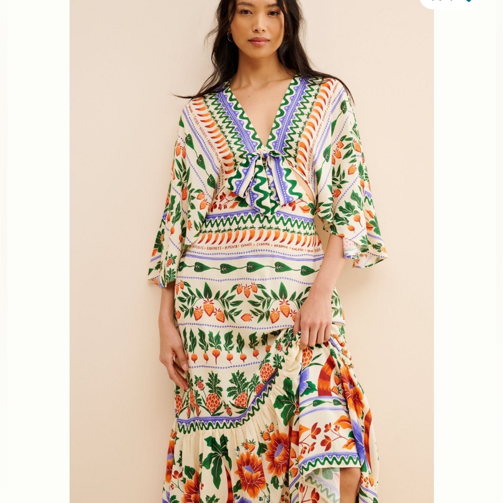 FARM Rio  V-neck Kaftan Maxi Cut out Dress - Picture 2 of 8